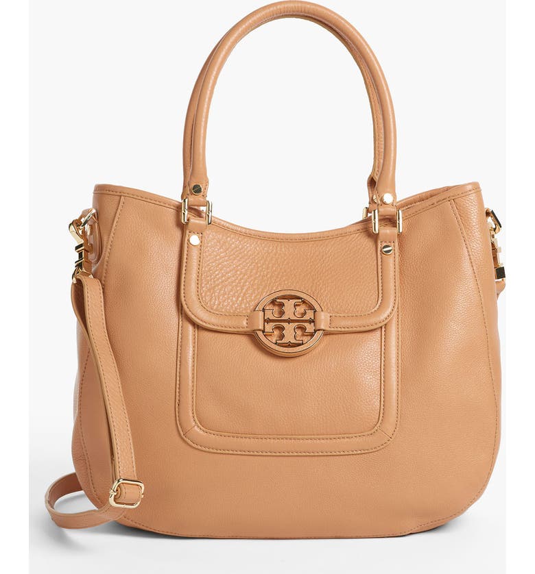 TORY BURCH 'Amanda - Angelux' Leather Hobo, Main, color, AGED VACHETTA