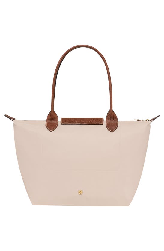 Longchamp 'm Le Pliage Original' White Shoulder Bag With Embossed Logo In Paper