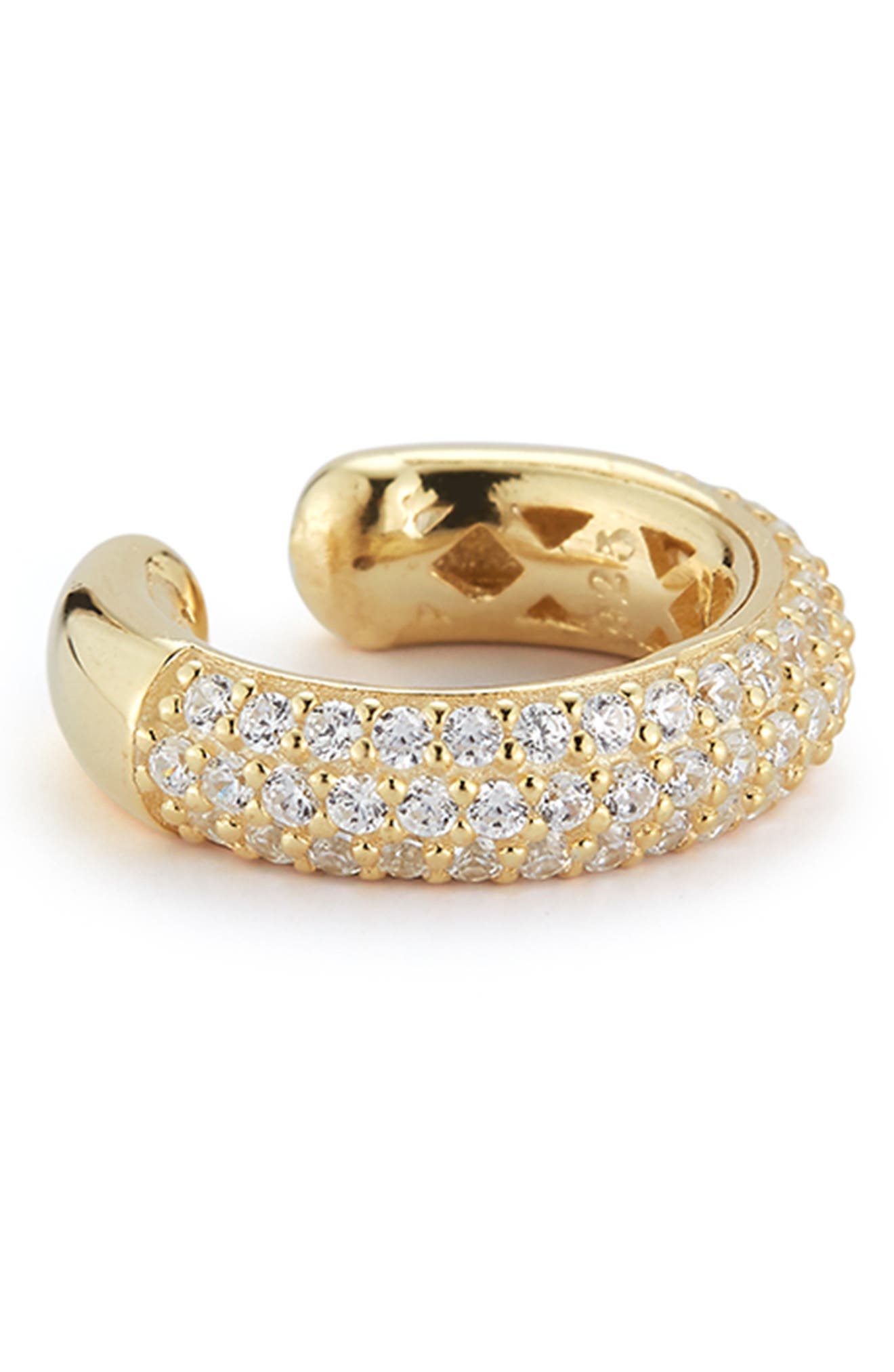 Glaze Jewelry 14k Gold Plated Sterling Silver Cz Cuff Earring In Yellow Gold