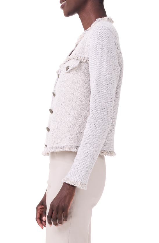 Shop Nic + Zoe Fringe Knit Jacket In Cobblestone