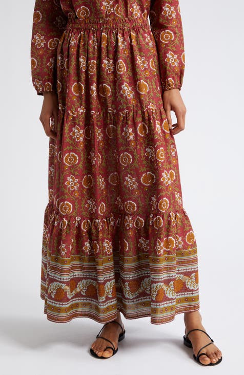 Paola Floral Print Tie Waist Maxi Skirt