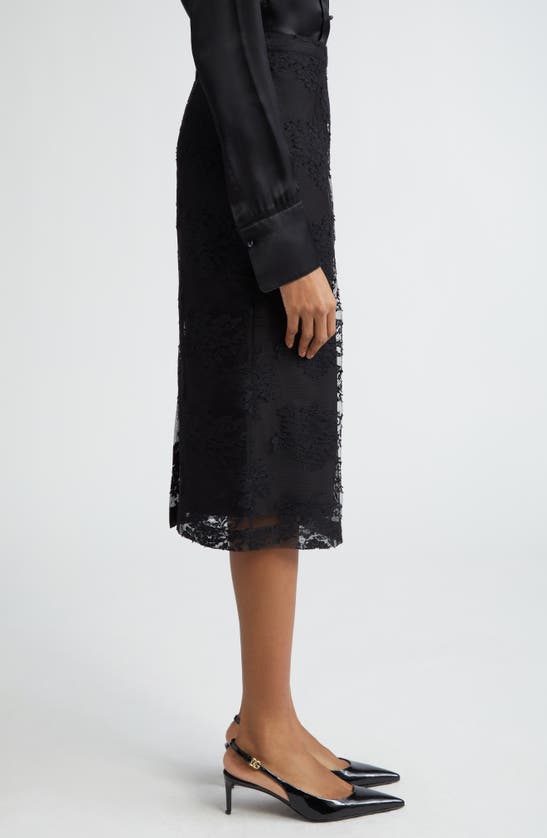 Shop Dolce & Gabbana Floral Lace Pencil Skirt In Nero