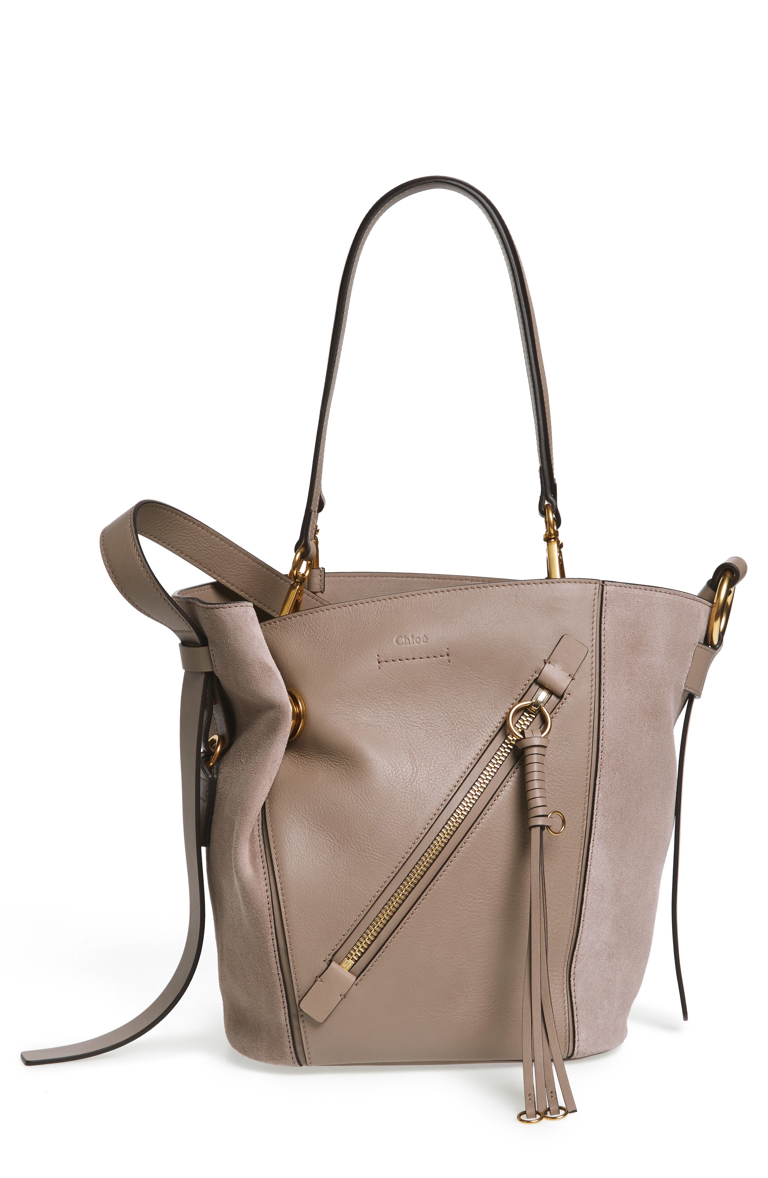 Chloé Small Myer Double Carry Calfskin Leather & Suede Tote Nordstrom