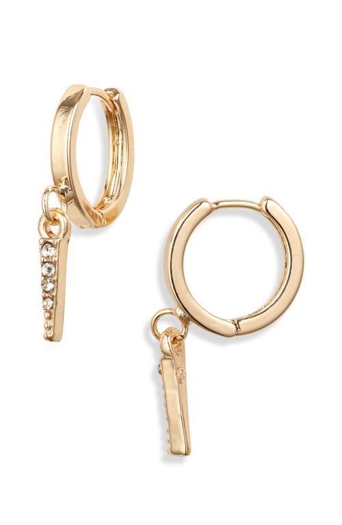 Crystal Dagger Huggie Earrings in Gold