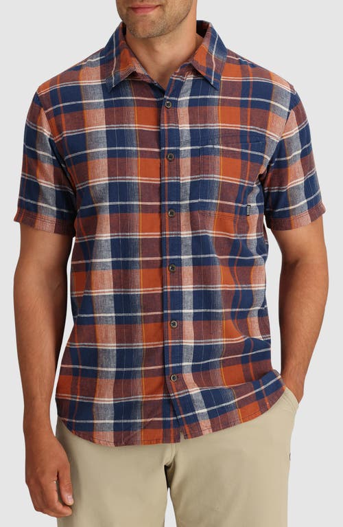 Weisse Plaid Short Sleeve Button-Up Shirt in Cenote