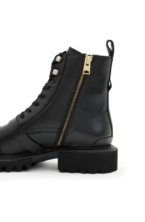 Allsaints Tori Leather Boots In Black/warm Brass