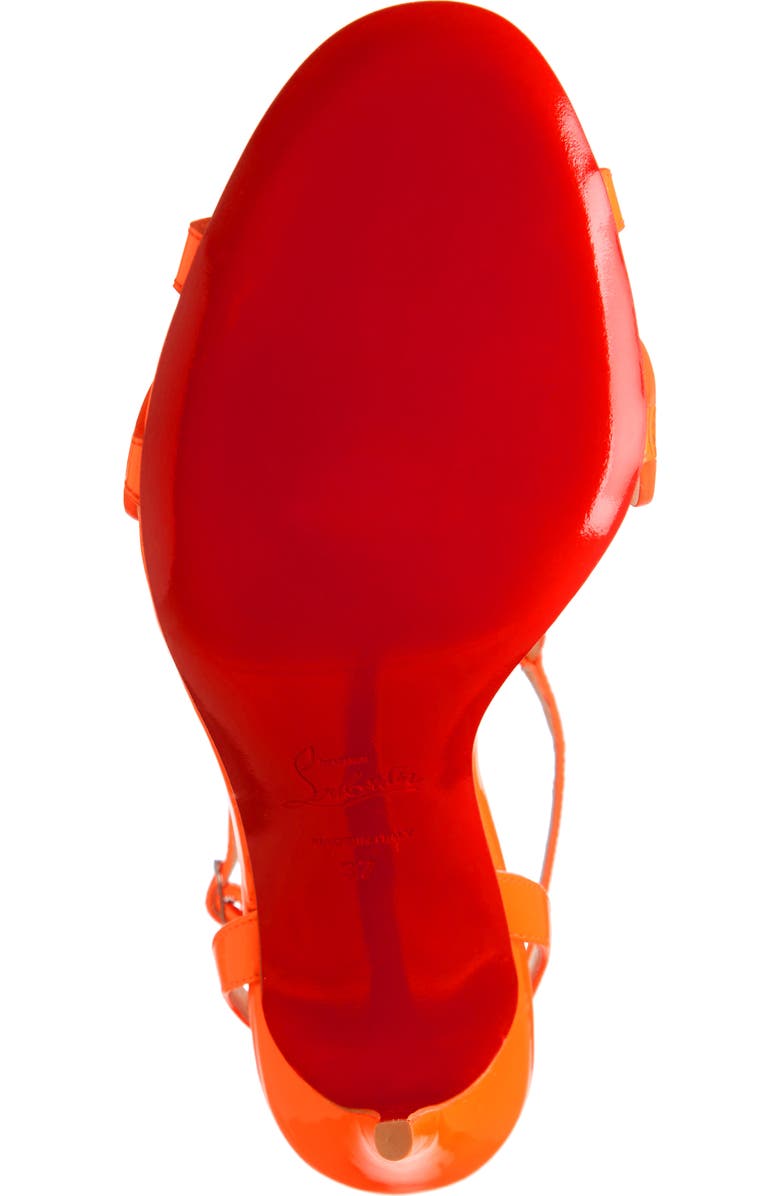 Christian Louboutin Double L Fluorescent Patent Leather Sandal, Alternate, color, 
