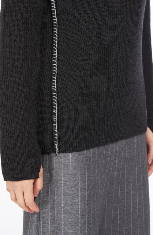 Shop Max Mara Leisure Brianza Wool Mock Neck Sweater In Dark Grey