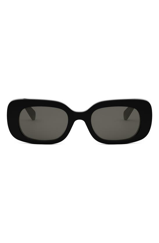 Shop Celine Bold 3 Dots 51mm Rectangular Sunglasses In Shiny Black / Smoke