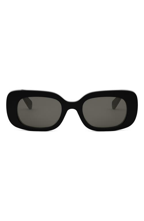 CELINE Bold 3 Dots 51mm Rectangular Sunglasses in Shiny Black /Smoke at Nordstrom