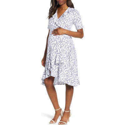 Isabella Oliver Lullah Ruffle Wrap Maternity Dress, 0 (fits like 00-0 US) - White