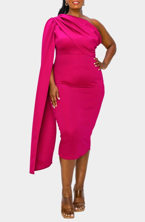 Shop L I V D Spade One-shoulder Cape Dress In Magenta