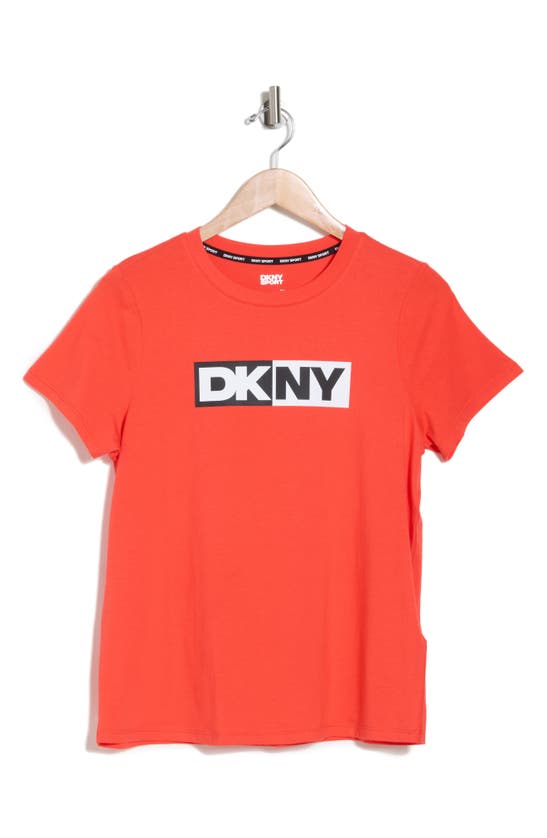 Shop Dkny Two-tone Graphic T-shirt In Hibiscus