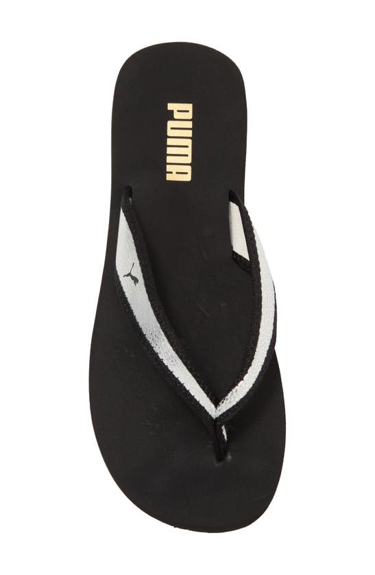 Shop Puma Sandy Flip Flop In  Black- Silver-black