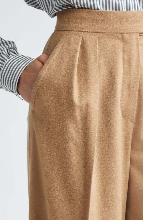 Shop Max Mara Fagus Wool Blend Wide Leg Pants In Camel