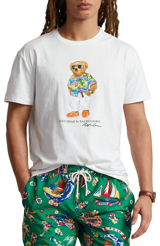 Shop Polo Ralph Lauren Polo Bear Graphic T-shirt In White Beach Club Bear