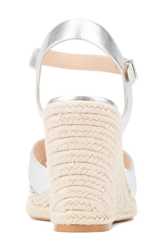 Fashion To Figure Irene Metallic Espadrille Wedge Sandal In Silver