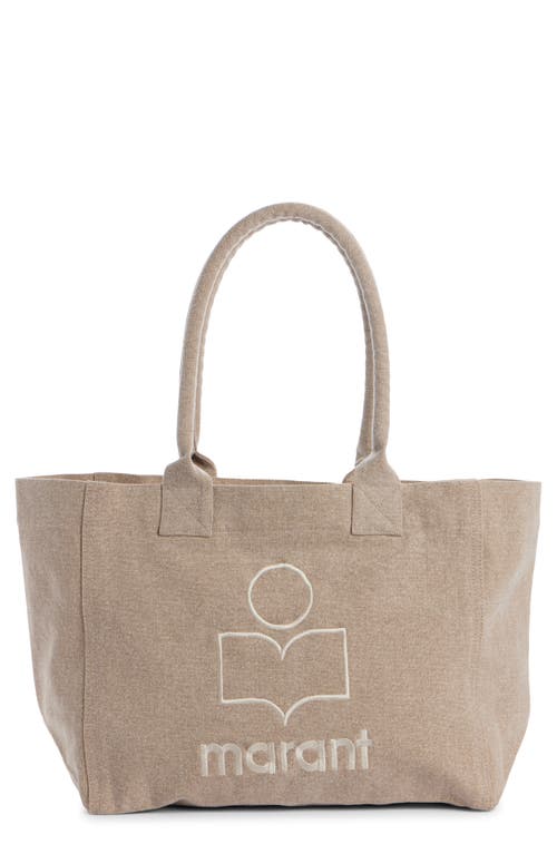 Isabel Marant Yenky Zipped Embroidered Logo Canvas Tote In Beige