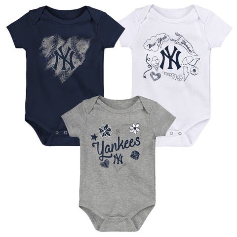 New York Yankees Infant Two-Pack Little Slugger Bodysuit Set -  White/Heather Gray