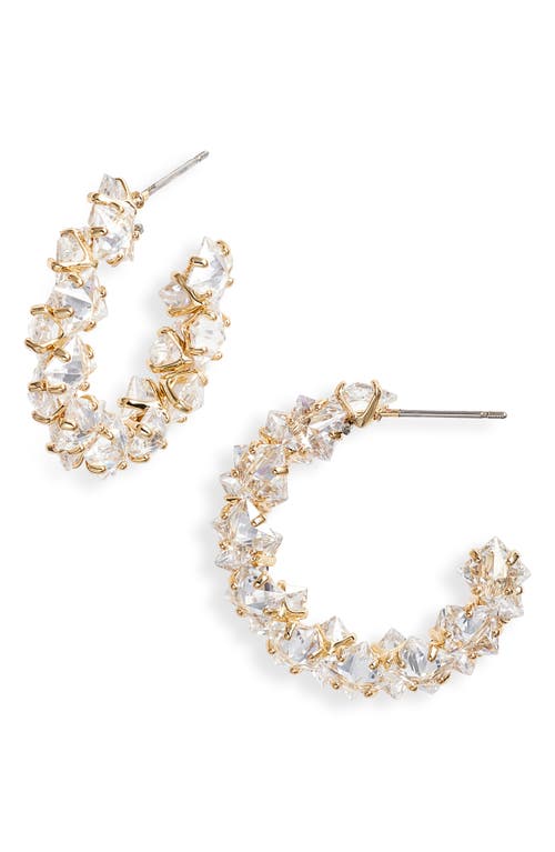 Nordstrom Staggered Cubic Zirconia Pyramid Hoop Earrings in Clear- Gold at Nordstrom