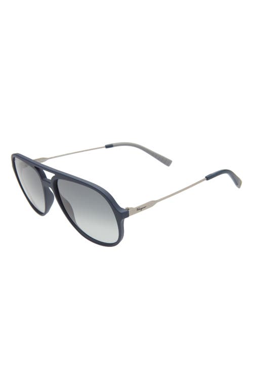 Ferragamo Lifestyle 60mm Aviator Sunglasses In Blue/blue Gradient