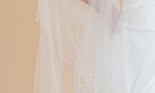 Shop Brides And Hairpins Brides & Hairpins Kalonice Crystal & Imitation Floor Length Chapel Veil In Ivory