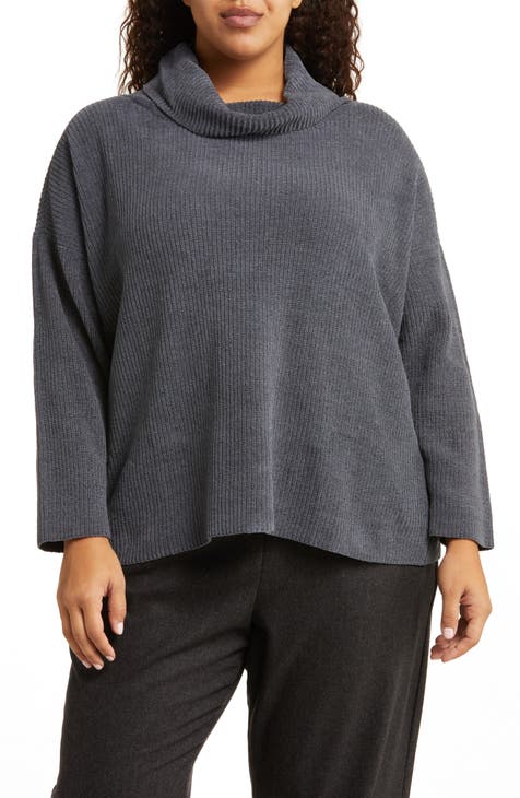 Cowl Neck Organic Cotton Sweater (Plus)