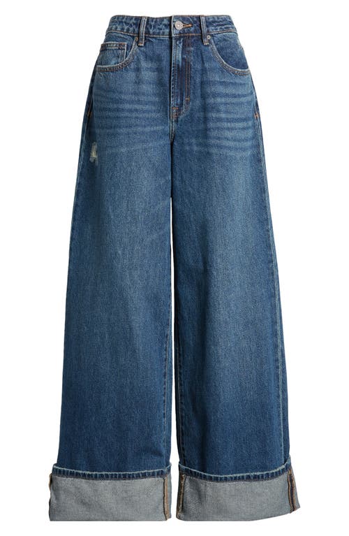 Shop Hidden Jeans Classic Cuff Wide Leg Jeans In Dark Wash