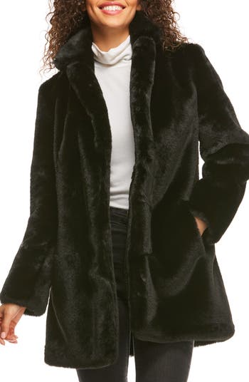 DONNA SALYERS FABULOUS FURS Chateau Quilted Faux Fur Hooded Coat