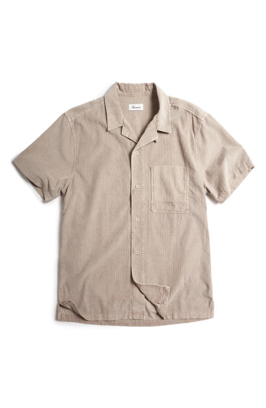 Shop Rowan Zion Cotton Corduroy Short Sleeve Button-up Shirt In Stone