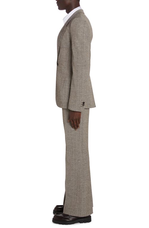 Bottega Veneta Knotted Melange One-button Suit Jacket In 2515 Brown/white/blue