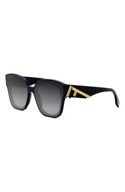 Shop Fendi ' First 63mm Square Sunglasses In Shiny Blue/gradient Smoke