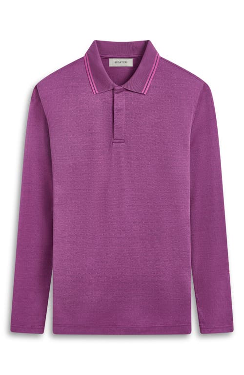 Shop Bugatchi Jacquard Long Sleeve Polo In Magenta