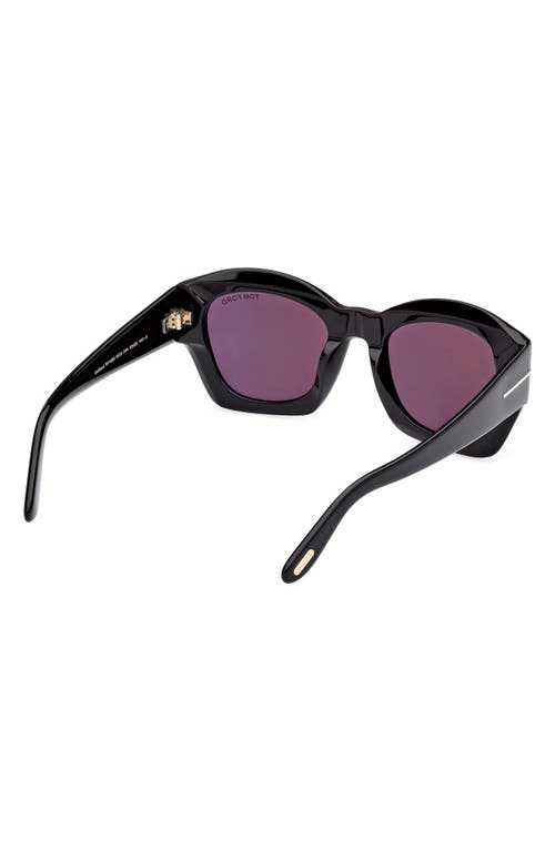 Shop Tom Ford Guilliana 52mm Geometric Sunglasses In Shiny Black/smoke