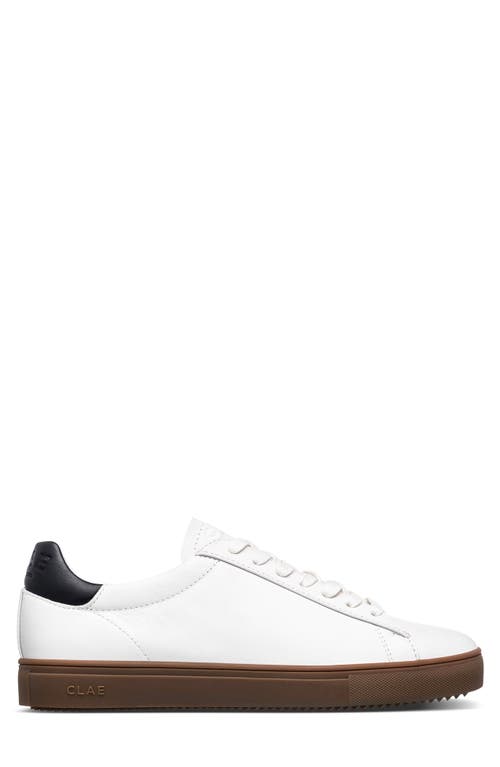 Clae Bradley Leather Sneaker In White Black Dark Gum