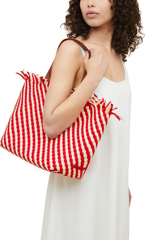 Shop Naghedi Medium Havana Stripe Woven Tote In Amalfi