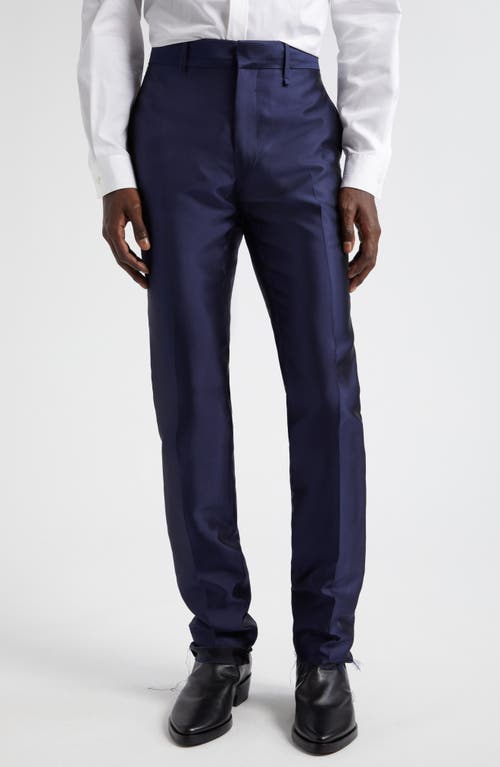 Givenchy Slim Fit Raw Edge Silk Trousers Dark Blue at Nordstrom, Us