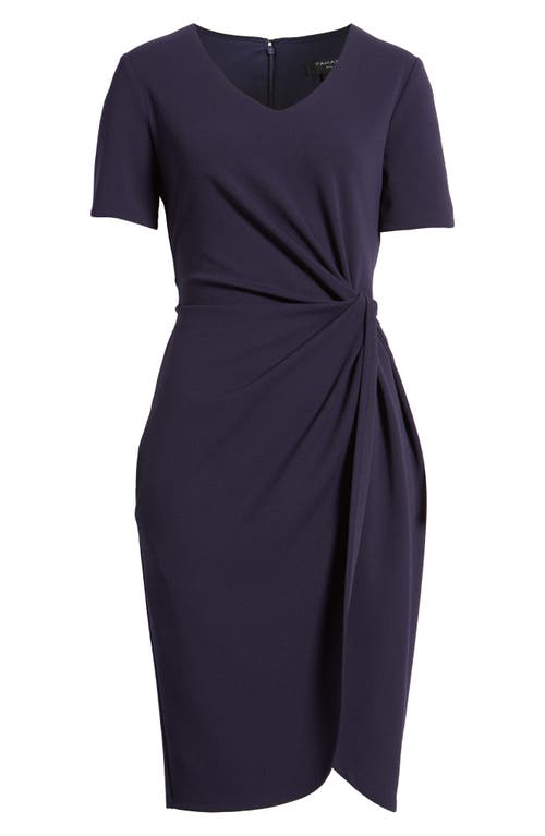 Shop Tahari Asl Side Twist Crepe Sheath Dress In Midnight Navy