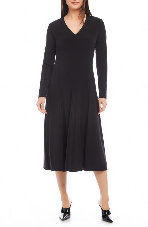 Shop Karen Kane Kate Long Sleeve Jersey Midi Dress In Black