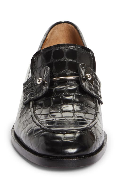 Shop Christian Louboutin Chambelimoc Ali Croc Embossed Loafer In Black