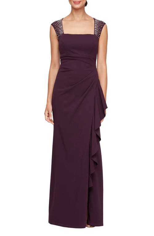 ALEX EVENINGS ALEX EVENINGS EMBELLISHED ILLUSION MESH GOWN