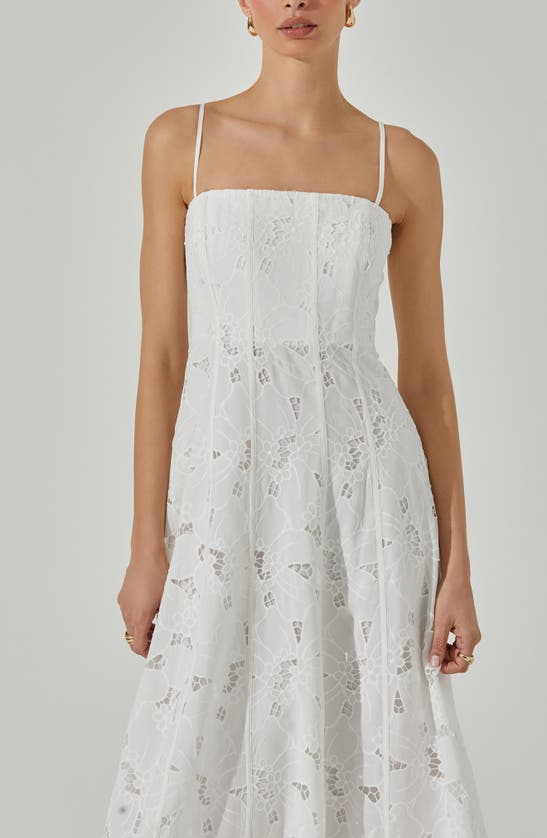 Shop Astr Floral Lace Midi Dress In White