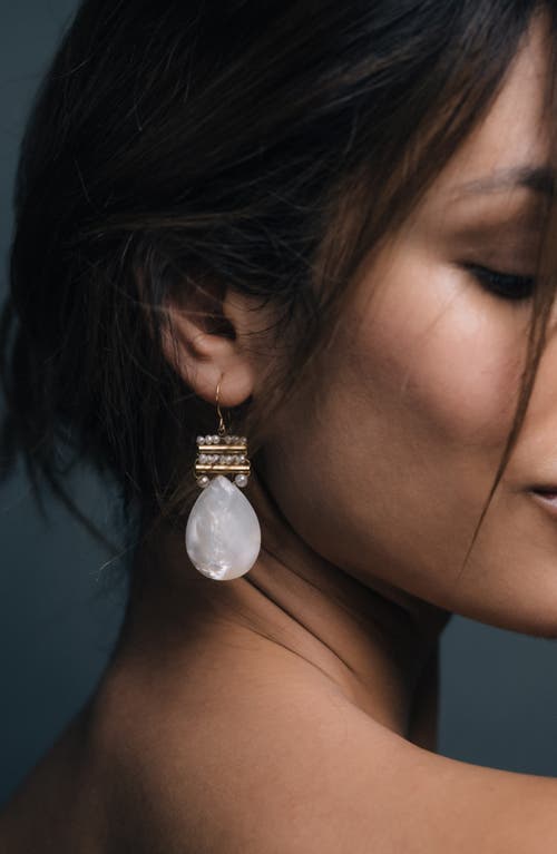 Freya Rose Pearl And Mother Of Pearl Pear Drops In Gold