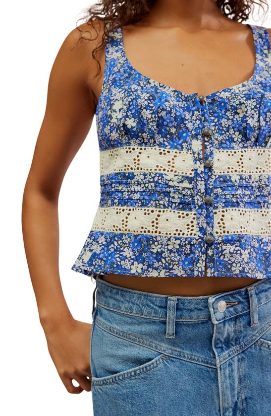 Shop Free People Kianna Floral Eyelet Tank In Blue Combo
