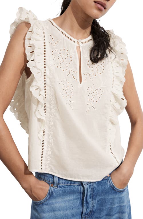 Shop & Other Stories Ruffle Sleeveless Top In White Dusty Light