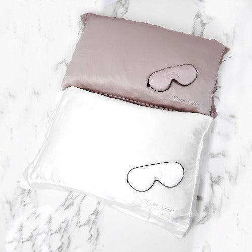 White Lotus Beauty Luxurious 100% Mulberry Silk Pillowcase And Eye Mask Set In Pearl Grey