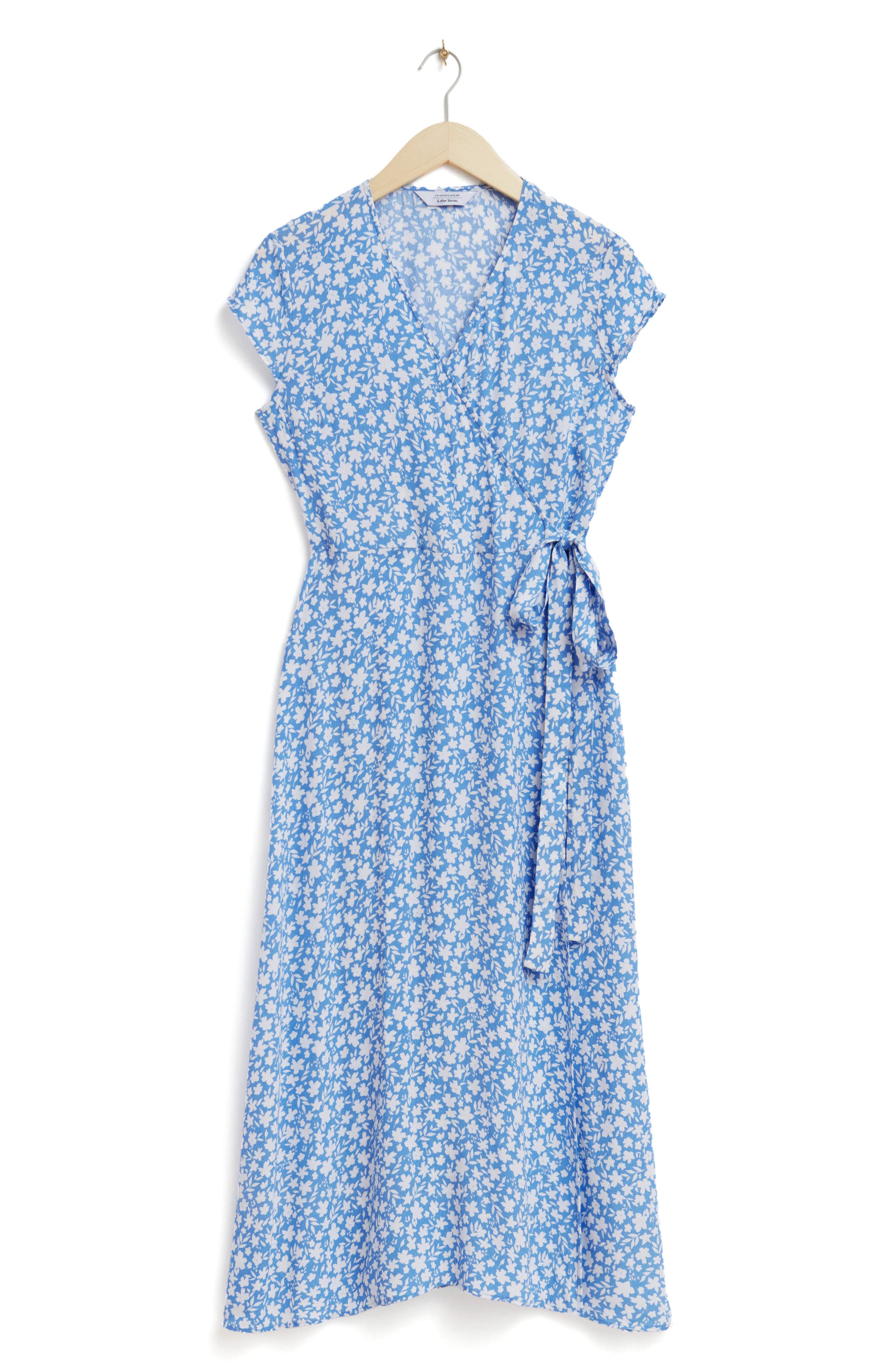 Other Stories & Other Stories Floral Print Midi Wrap Dress in Blue Aop |  Smart Closet