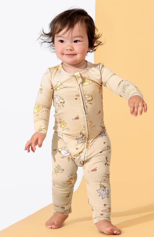 Shop Bellabu Bear Foodie Cats Convertible Footie Pajamas In Yellow