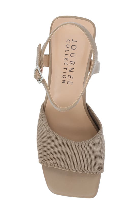 Journee Collection Knit Block Heel Sandal In Taupe