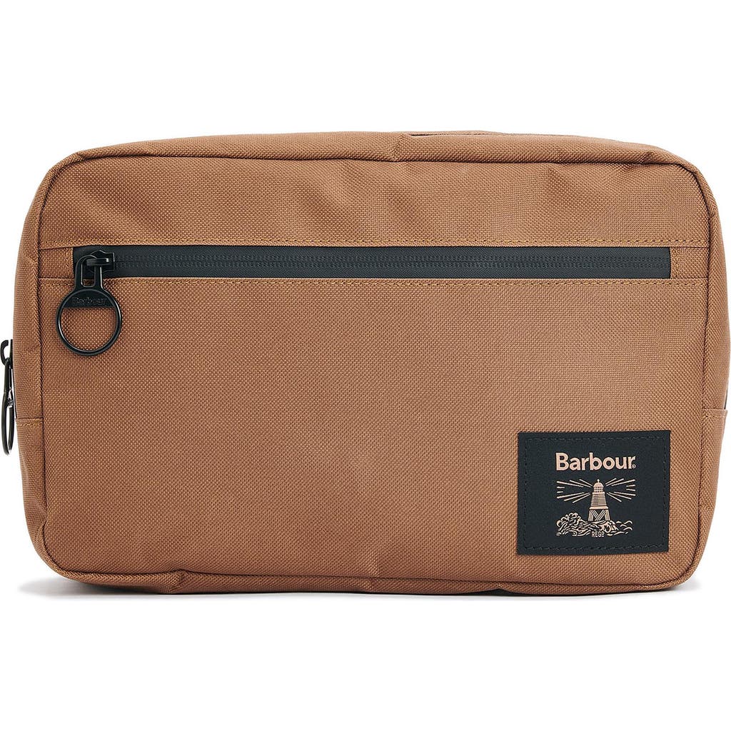 Barbour Field Washbag In Tan/black